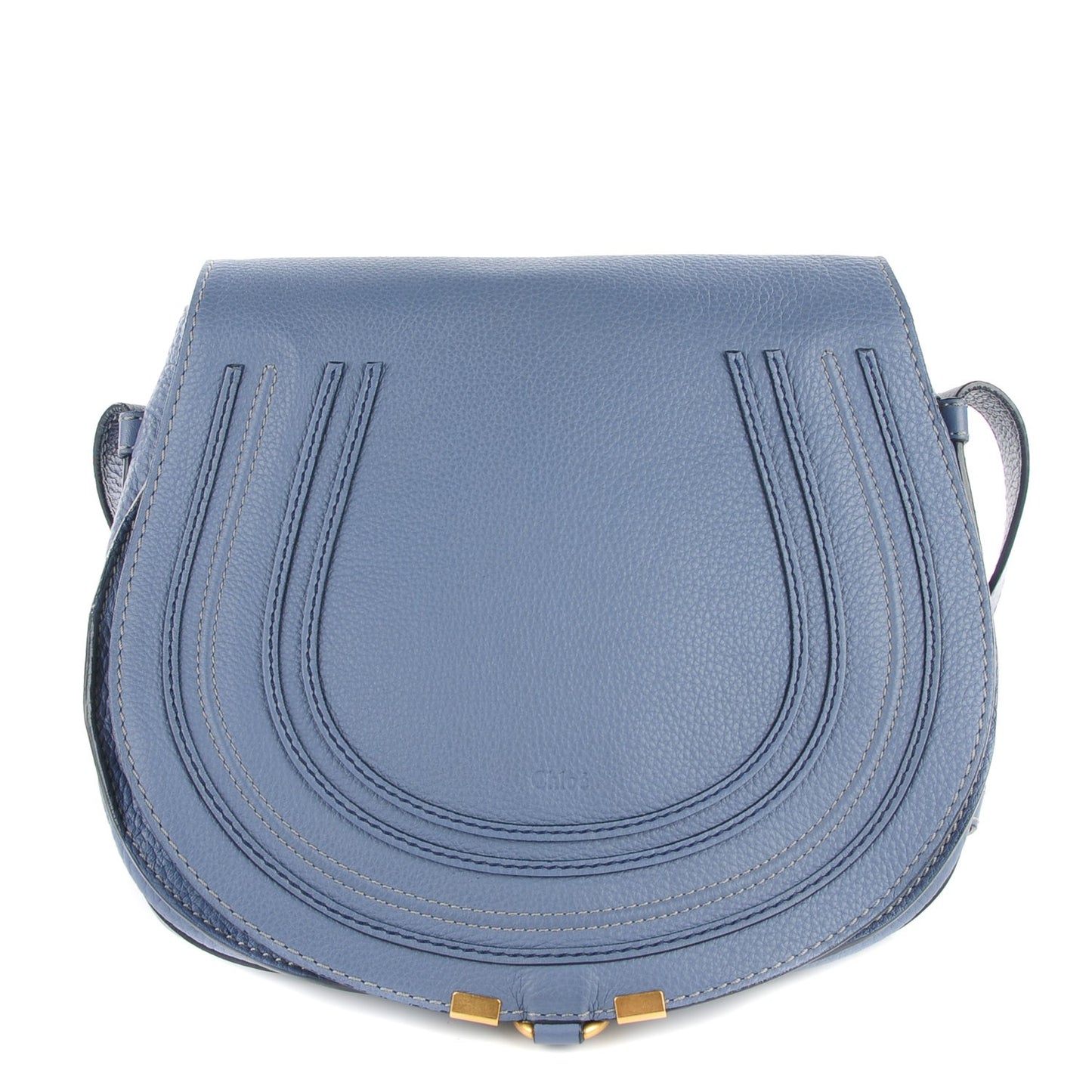 Calfskin Medium Marcie Round Crossbody Bag Street Blue