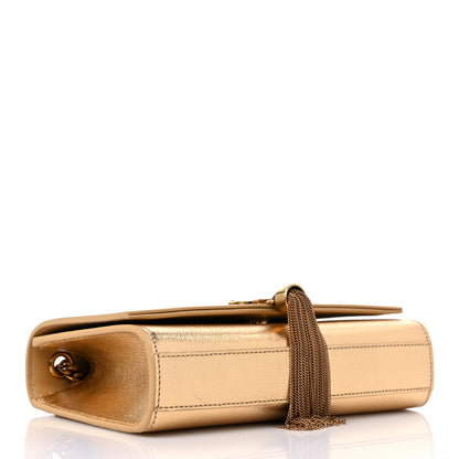 Saint Laurent Metallic Calfskin Small Classic Monogram Kate Tassel Satchel Gold 4 of 12
