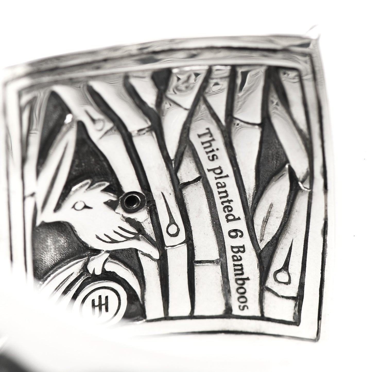 Sterling Silver Wide Bamboo Kick Cuff Bracelet