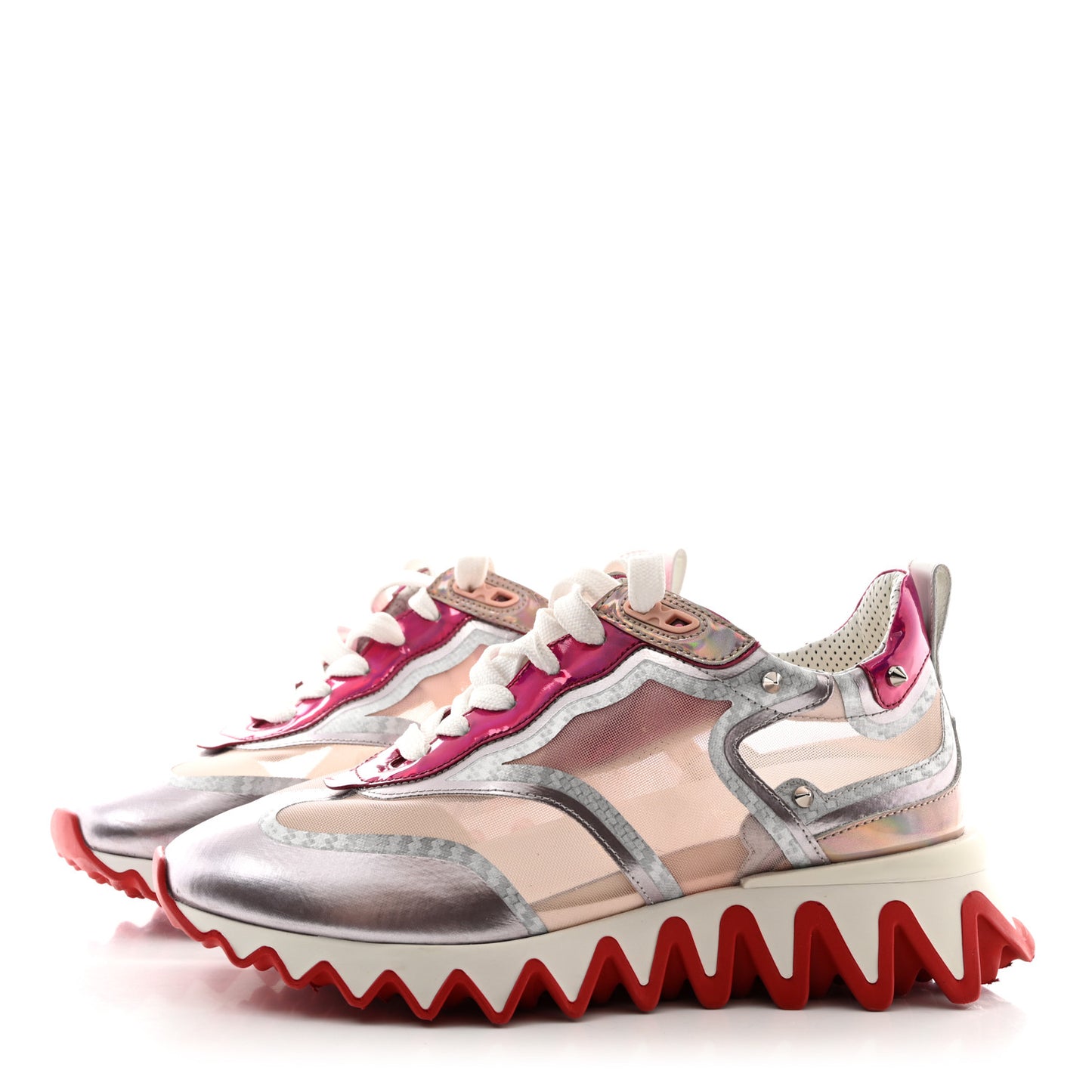 Metallic Patent Mesh Suede Sharkina Flat Sneakers 37 Pink