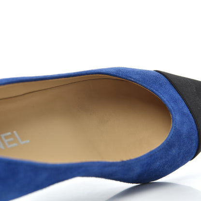 Chanel Suede Satin Cap Toe Gabrielle Ballerina Flats 36.5 Royal Blue Black 12 of 23