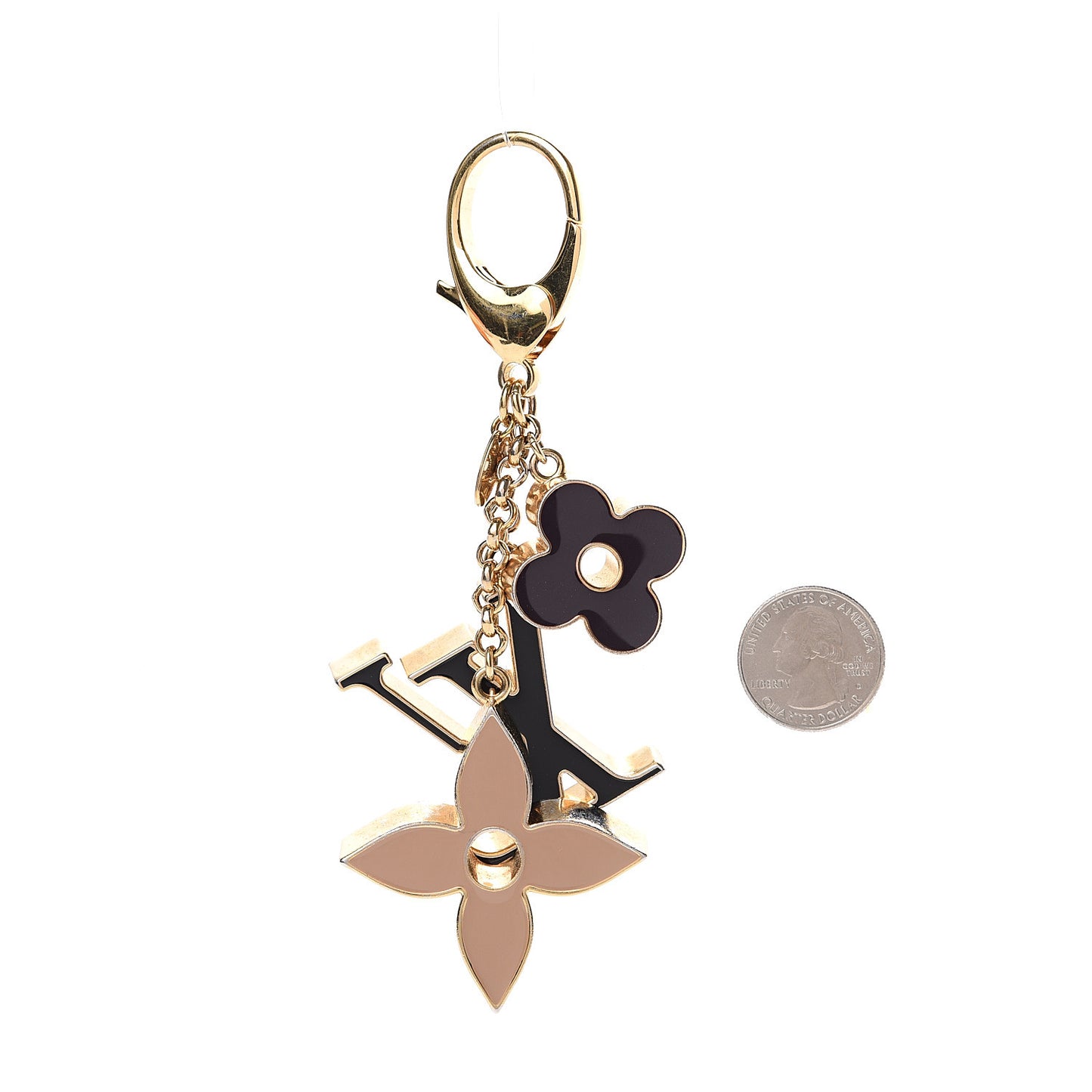 Fleur De Monogram Bag Charm Dore
