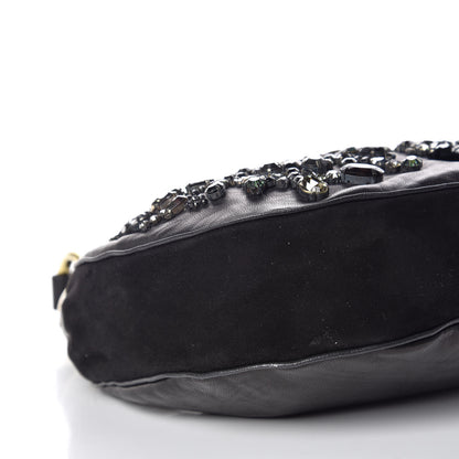 Chloe Lambskin Suede Crystal Beaded Bracelet Bag Black 7 of 9