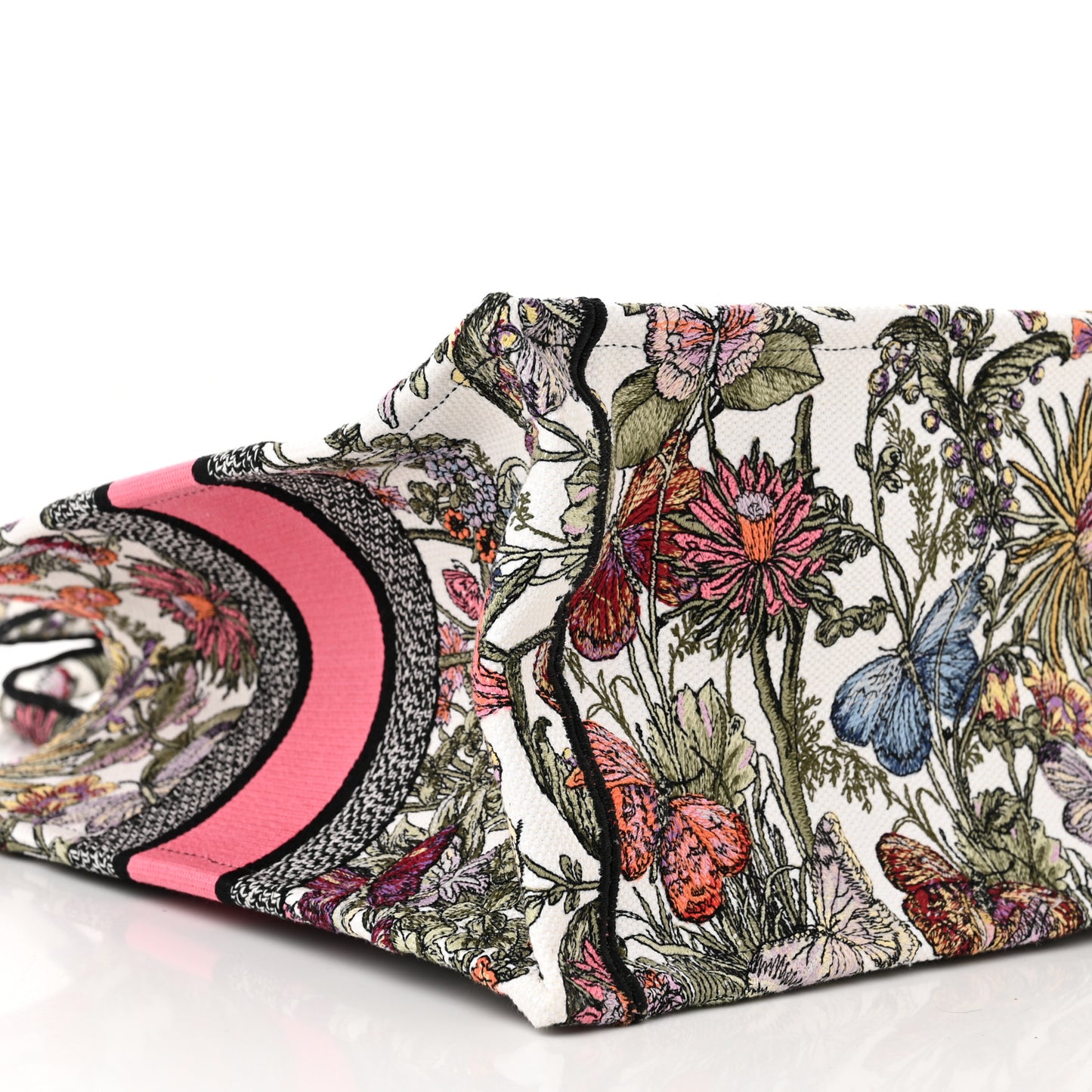 Canvas Embroidered Medium Mexico Millefiori Book Tote White Multicolor