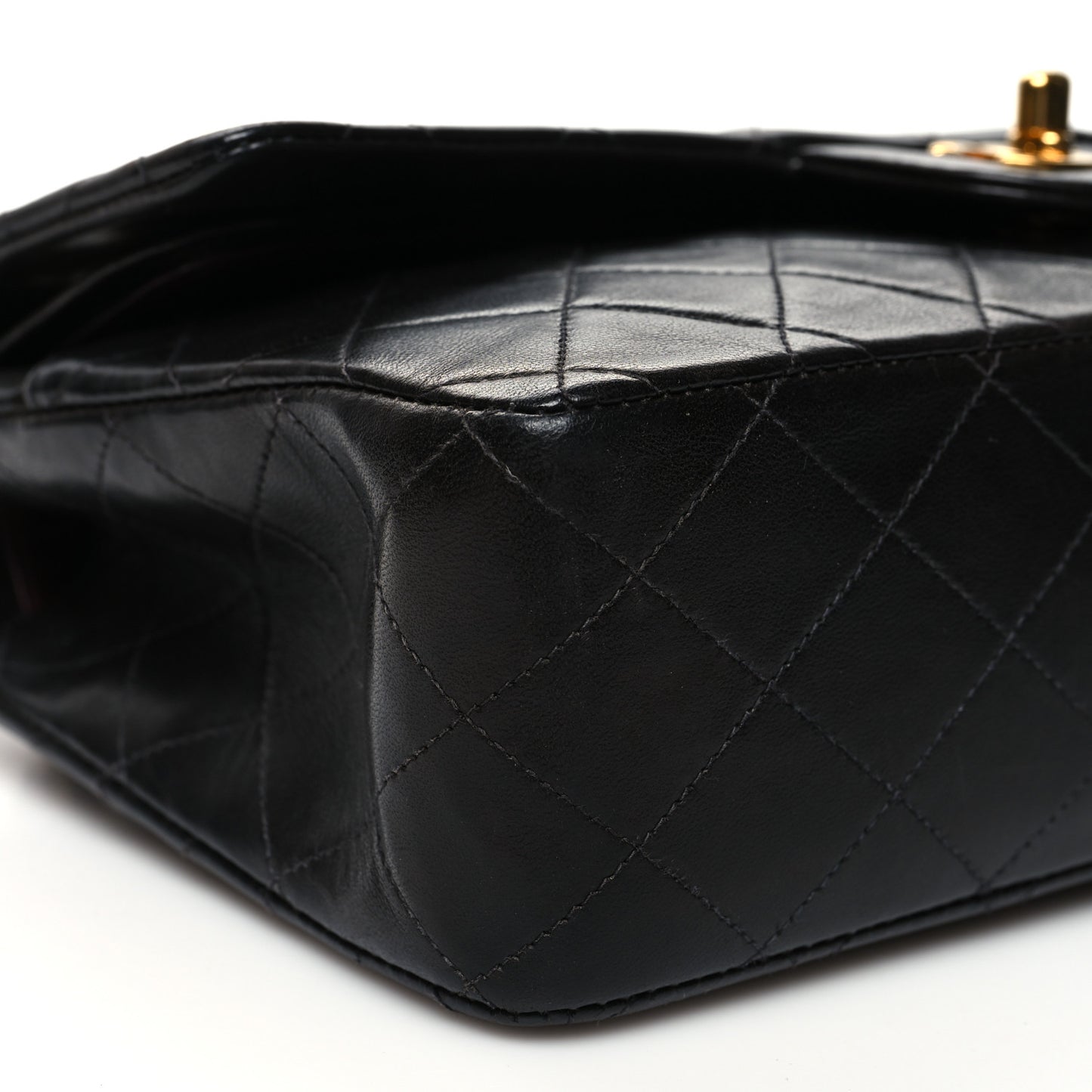 Lambskin Quilted Medium Double Flap Black