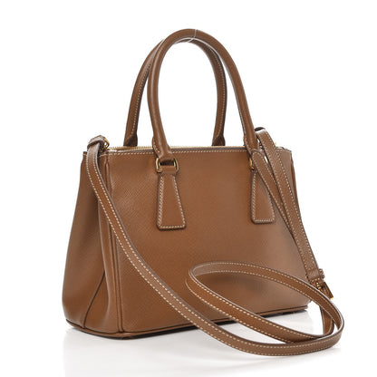 Prada Saffiano Lux Mini Galleria Double Zip Tote Cannella 4 of 9