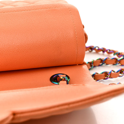 Chanel Caviar Quilted Rainbow CC Small Double Flap Orange 12 of 13
