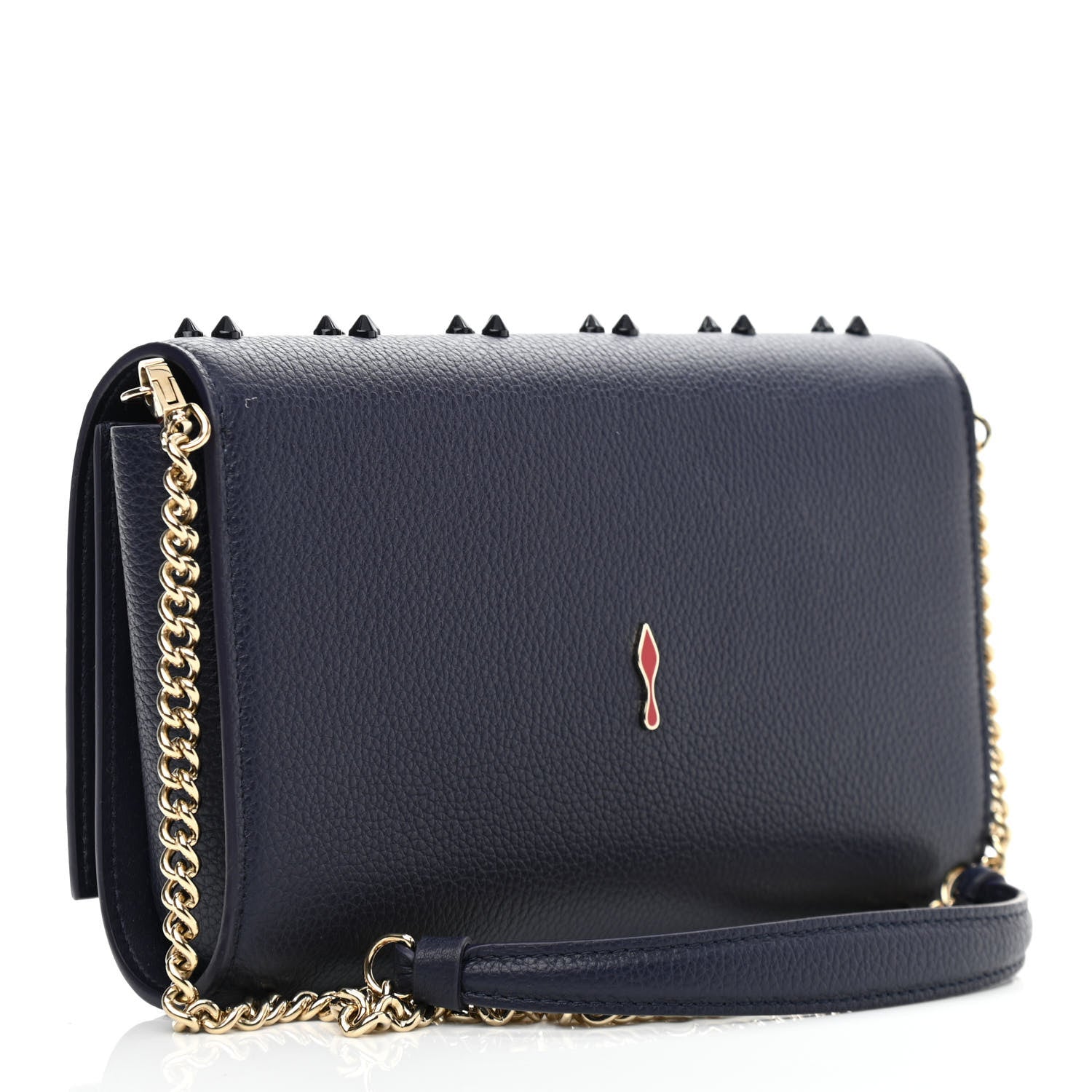 Christian Louboutin Calfskin Spikes Loubinthesky Paloma Clutch Navy 3 of 10