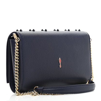 Christian Louboutin Calfskin Spikes Loubinthesky Paloma Clutch Navy 3 of 10
