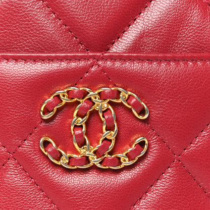 Chanel Lambskin Quilted Chanel 19 Phone and Card Holder Red 8 of 11