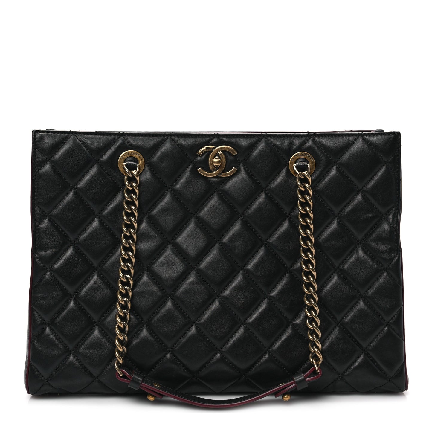Calfskin Quilted Perfect Edge Tote Black