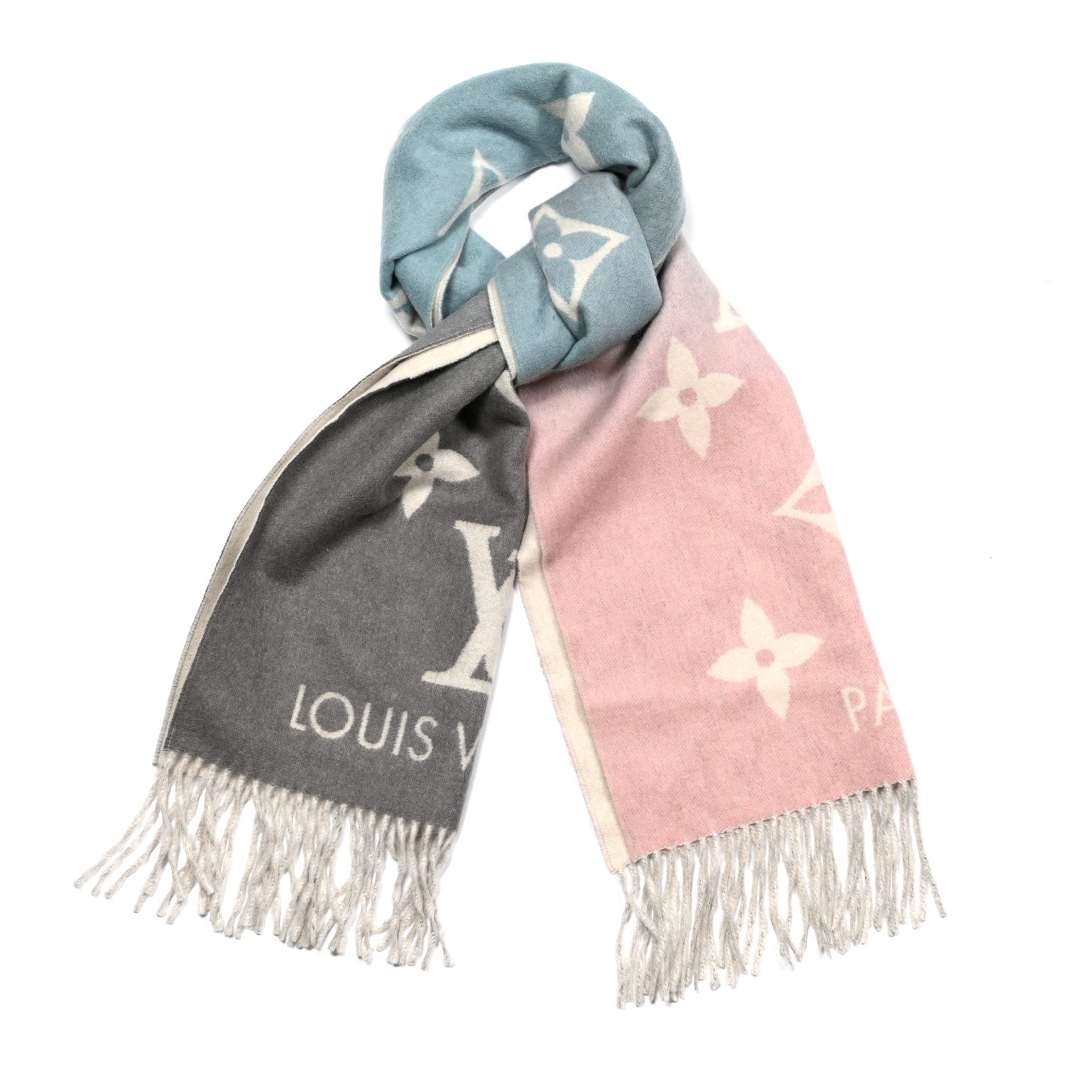 Louis Vuitton Cashmere Monogram Reykjavik Scarf Bleu Rose 1 of 4