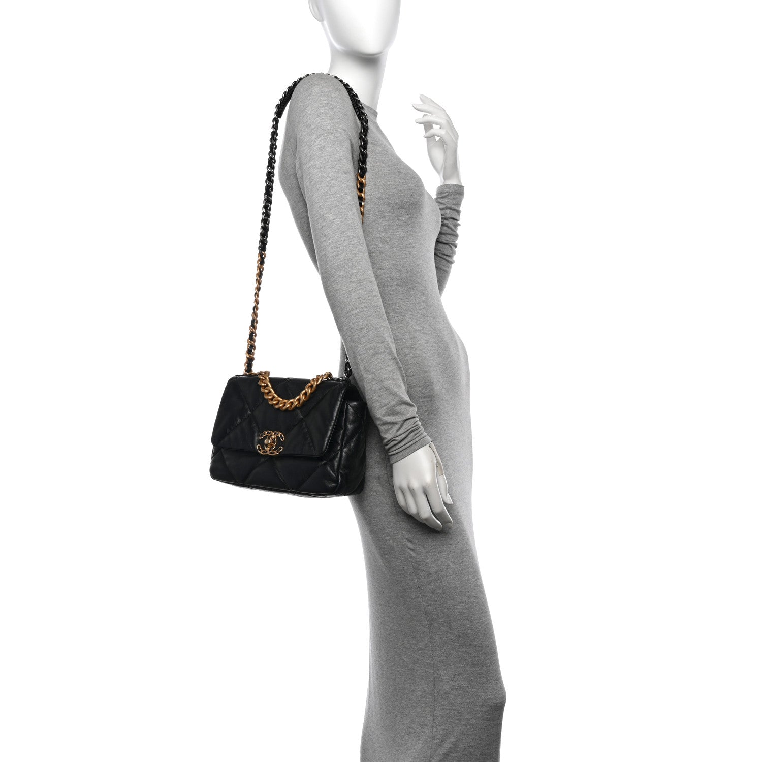 Chanel Lambskin Quilted Medium Chanel 19 Flap Black 2 of 10