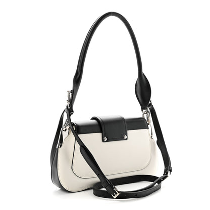 Prada City Calfskin Small Sidonie Shoulder Bag White Black 3 of 11