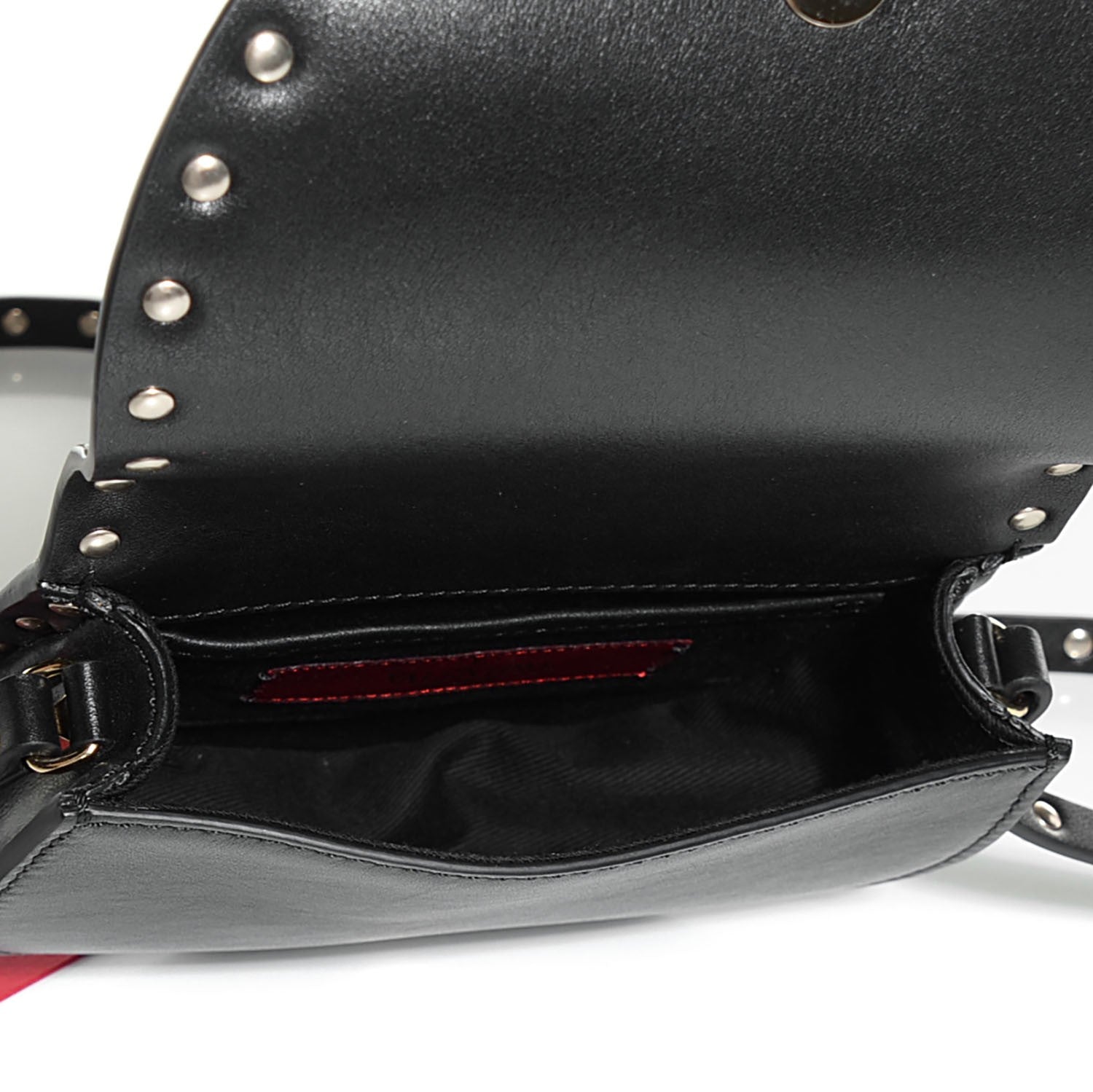 Valentino Garavani Vitello Rockstud Halfmoon Saddle Bag Black 5 of 8