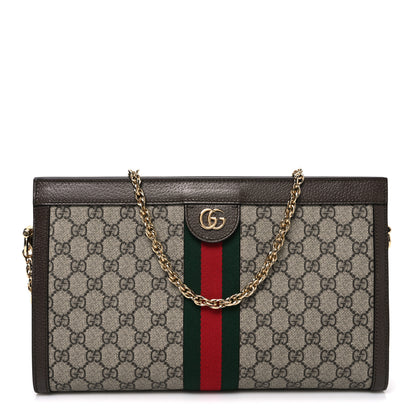 Gucci GG Supreme Monogram Web Medium Ophidia Chain Shoulder Bag Brown 1 of 10