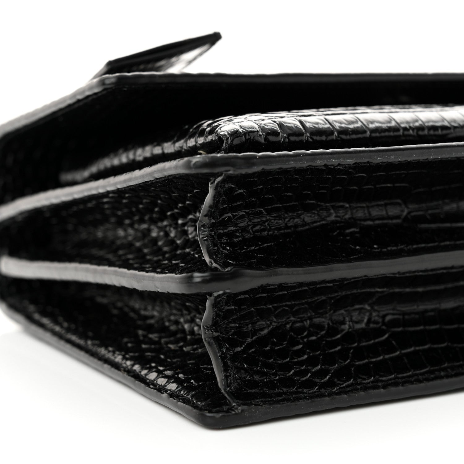 Saint Laurent Calfskin Crocodile Embossed Medium Monochrome Monogram Sunset Black 9 of 14