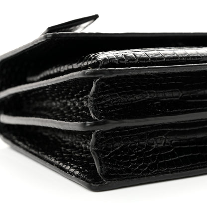 Saint Laurent Calfskin Crocodile Embossed Medium Monochrome Monogram Sunset Black 9 of 14