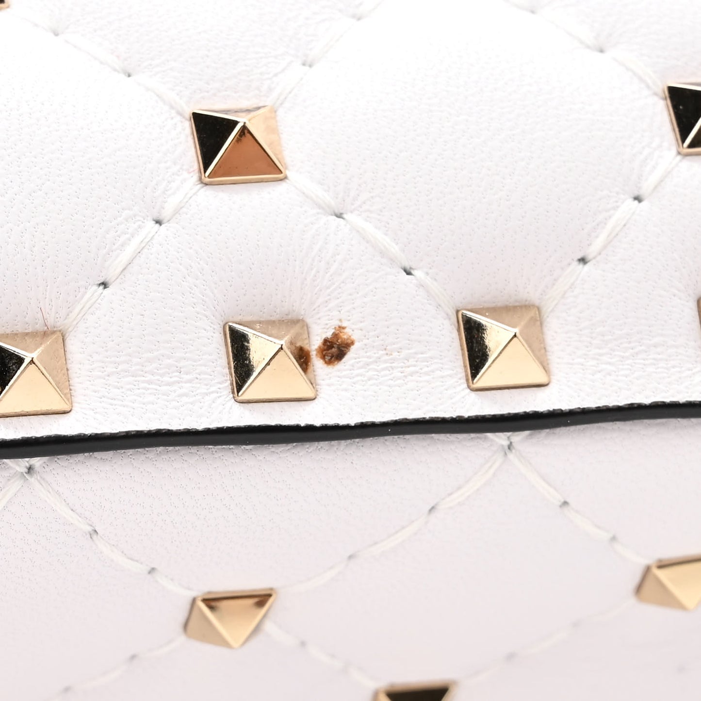 Lambskin VLTN Print Medium Rockstud Spike Shoulder Bag Optic White Black
