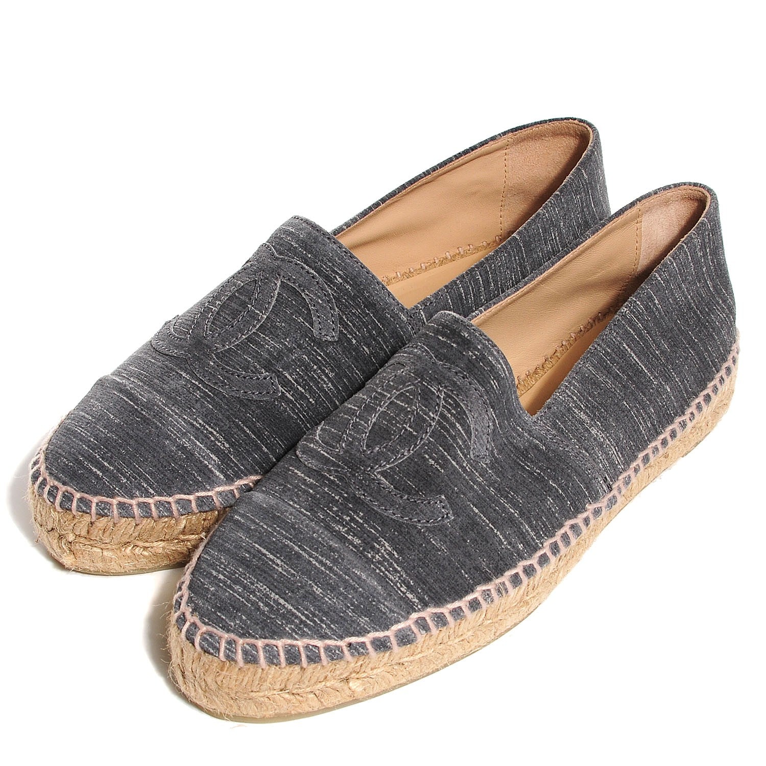 Chanel Striated Suede Espadrilles 38 Dark Grey 3 of 8