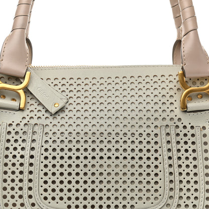 Chloe Calfskin Perforated Medium Marcie Satchel Grey 8 of 13