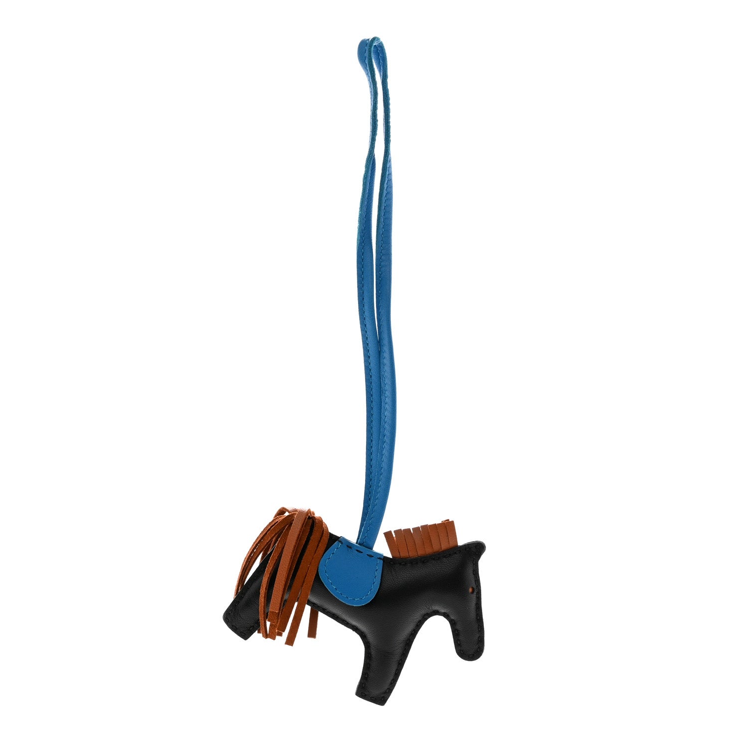 Hermes Milo Lambskin Grigri Rodeo Horse Bag Charm PM Black Gold Bleu Zanzibar 1 of 4