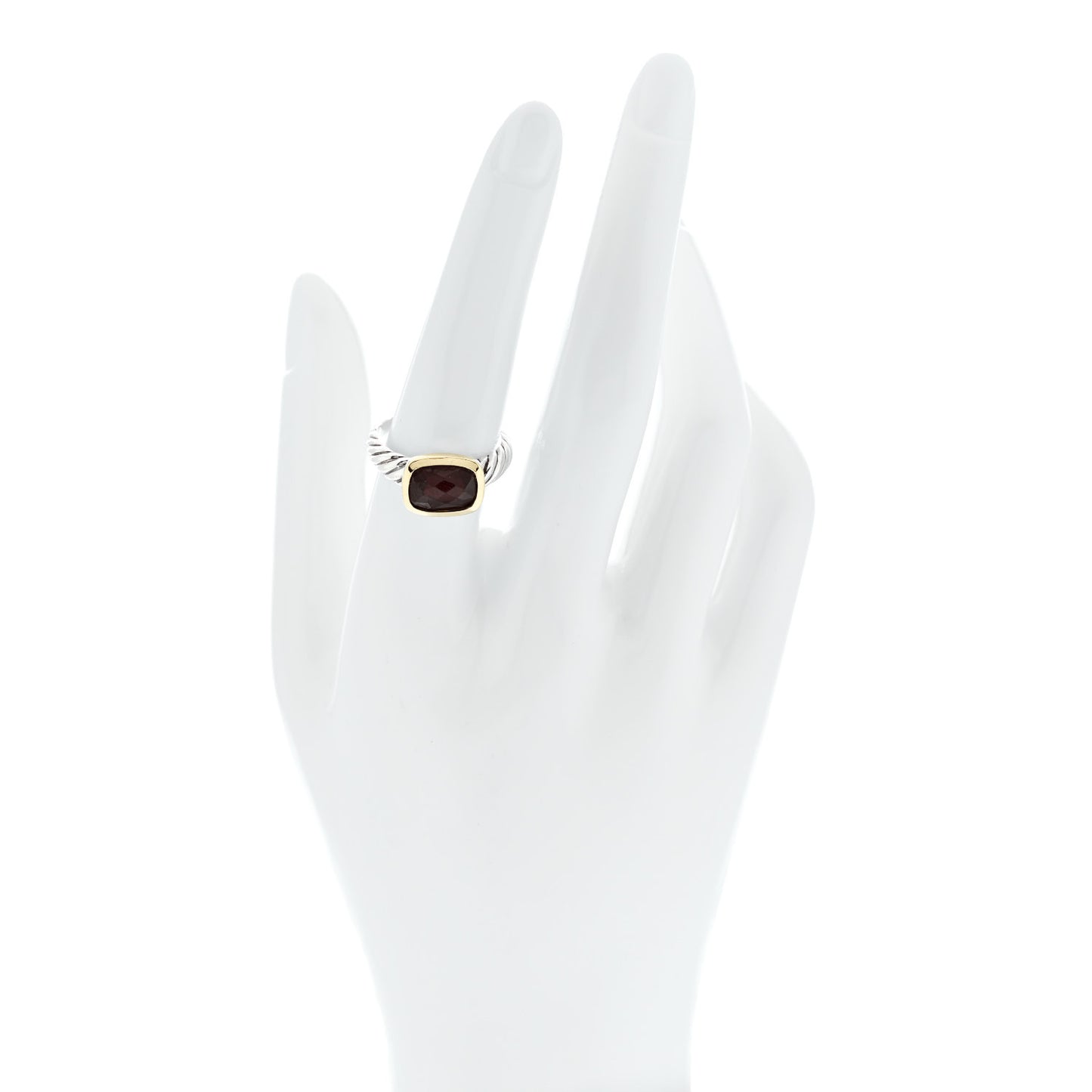 Sterling Silver 14K Yellow Gold Garnet 10mm Noblesse Ring 56 7.5