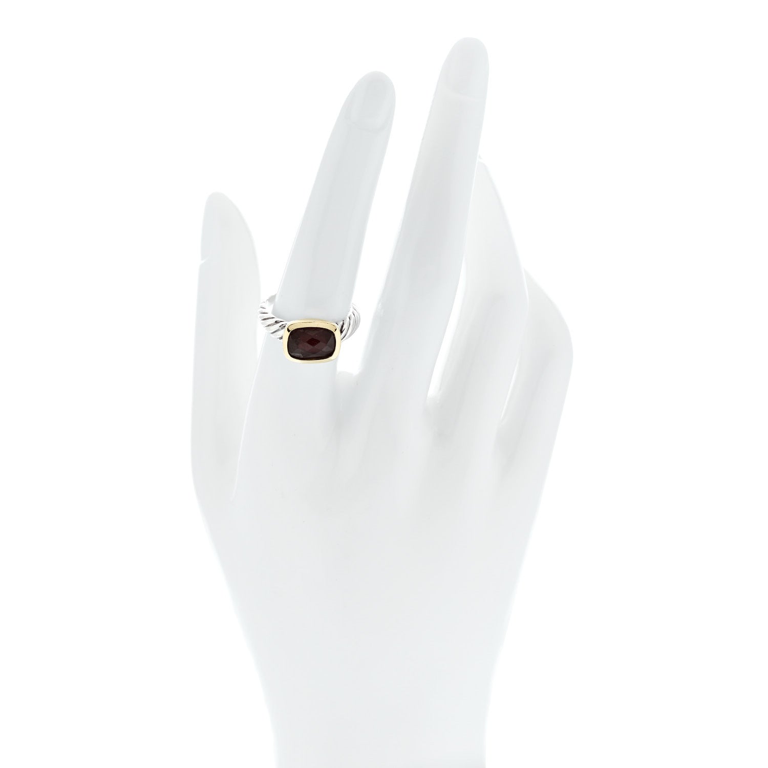 David Yurman Sterling Silver 14K Yellow Gold Garnet 10mm Noblesse Ring 56 7.5 2 of 5