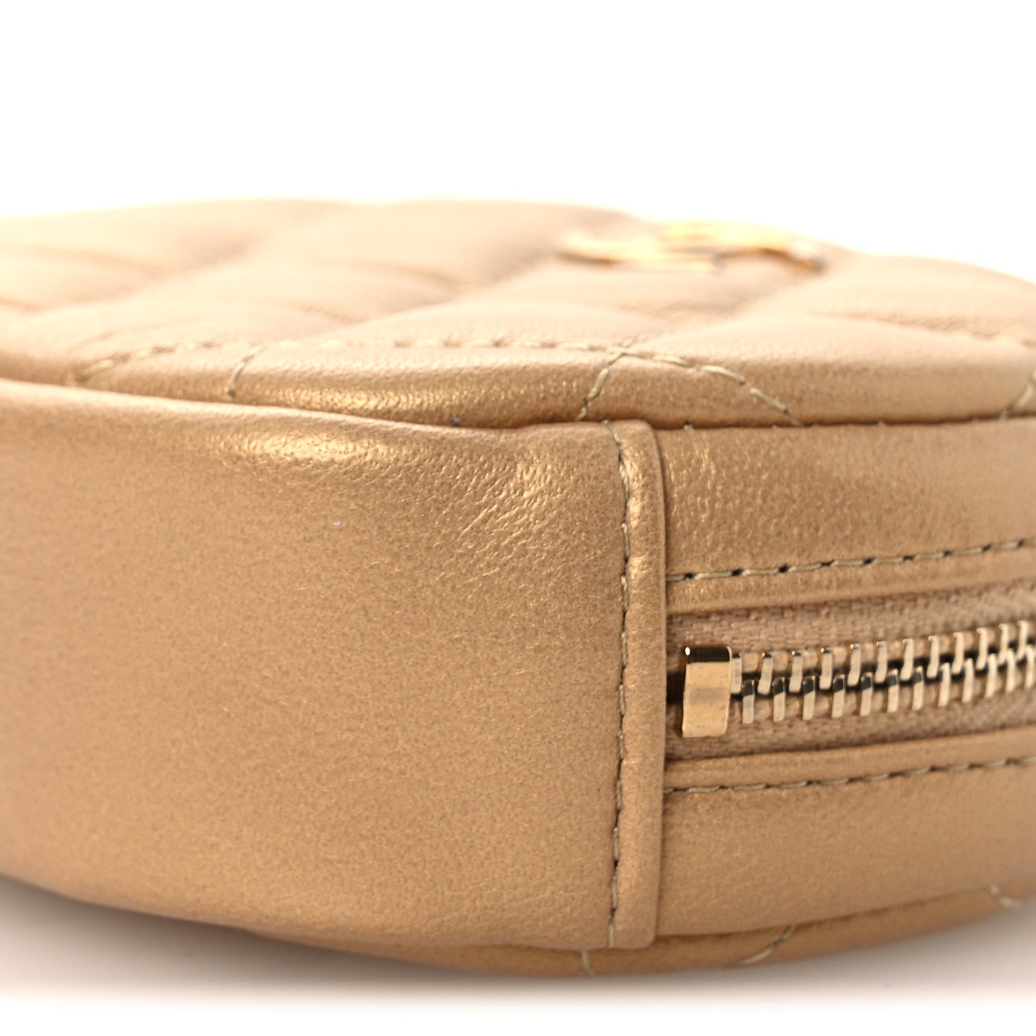 Chanel Metallic Lambskin Quilted Zip Around Classic Coin Purse Gold 10 of 11