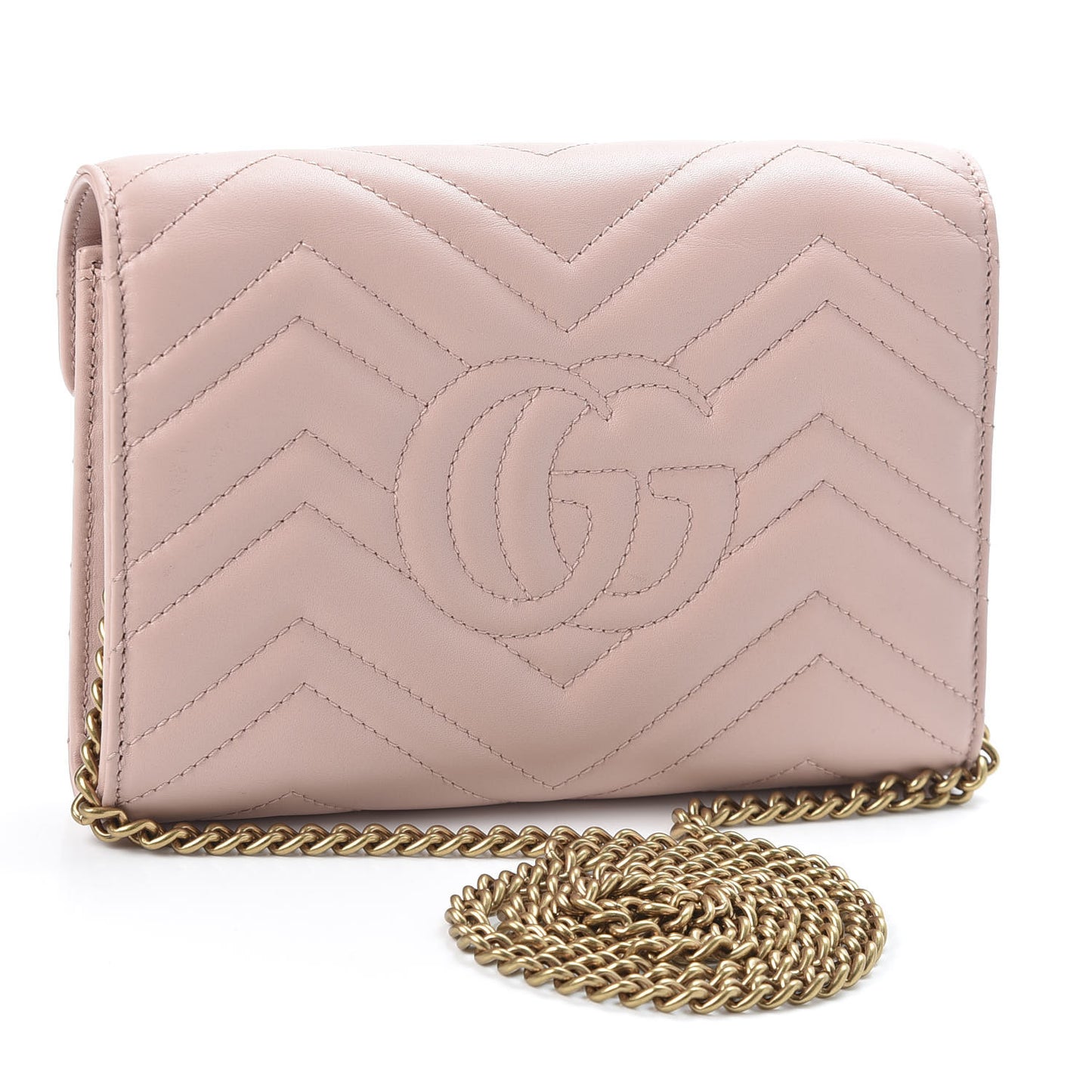 Calfskin Matelasse GG Marmont Chain Wallet Perfect Pink