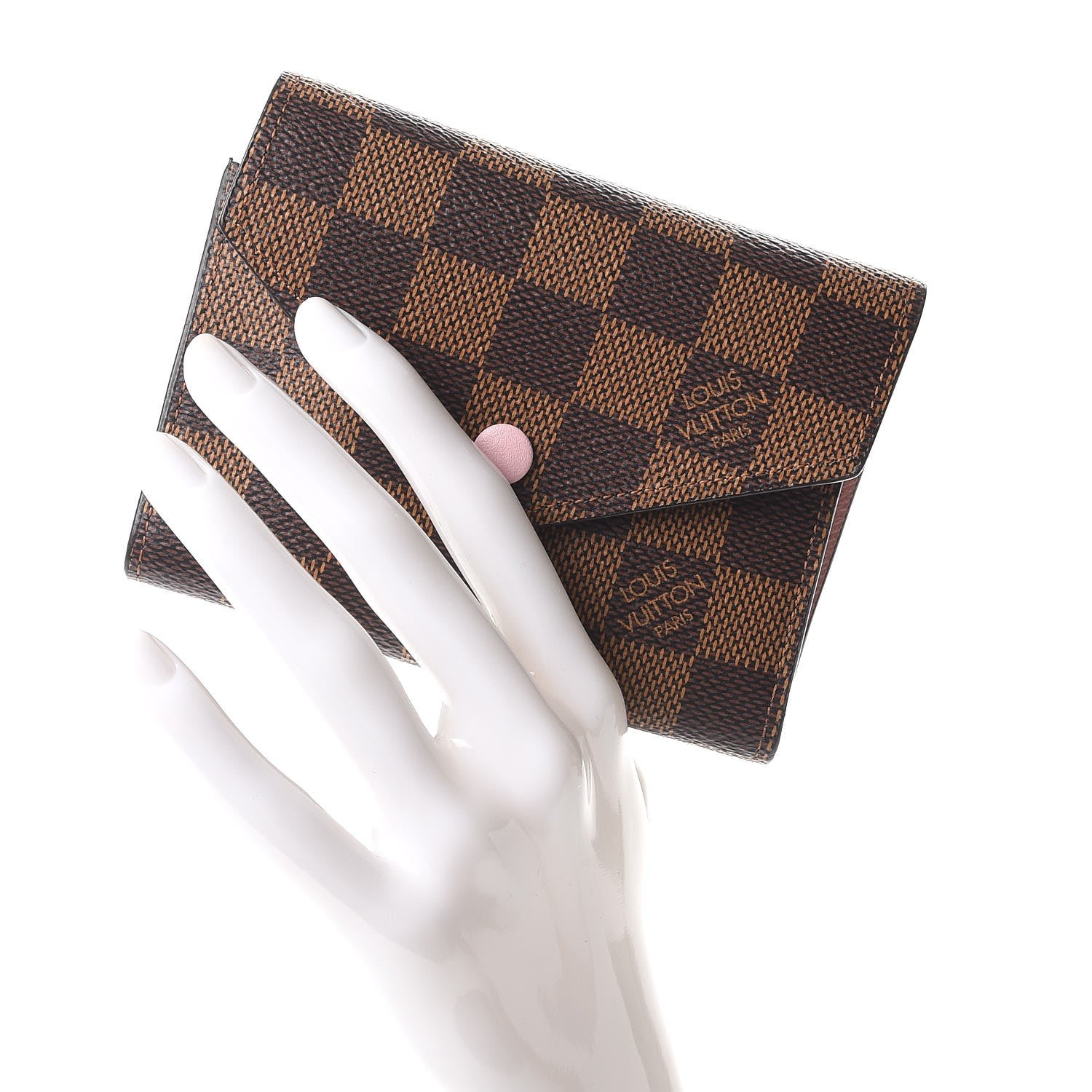 Louis Vuitton Damier Ebene Victorine Wallet Rose Ballerine 2 of 8