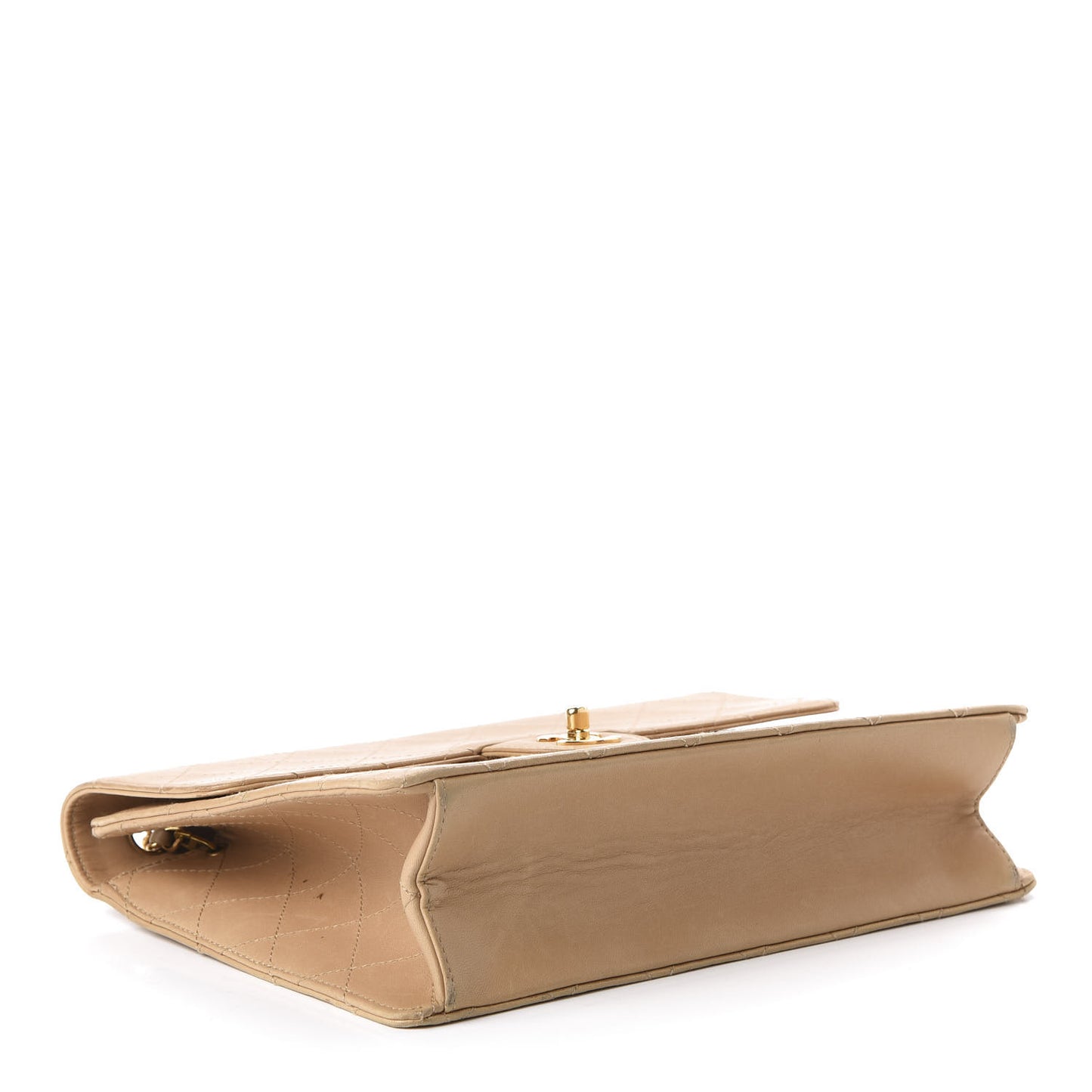 Lambskin Quilted Maxi Single Flap Beige