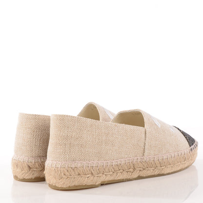 Chanel Toile Sequin CC Espadrilles 38 Beige Black 5 of 10