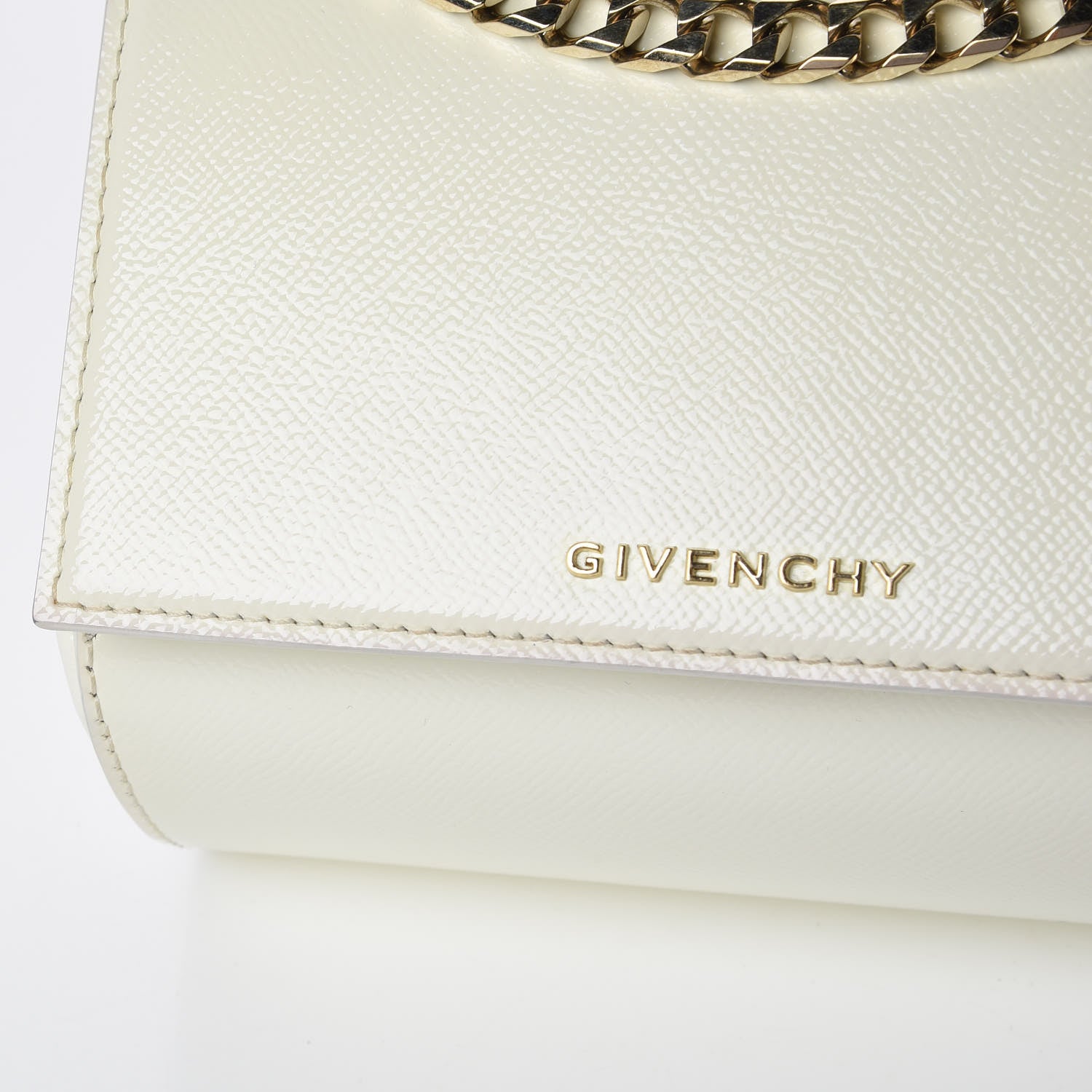 Givenchy Patent Calfskin Mini Pandora Box Chain Crossbody Bag White 10 of 10
