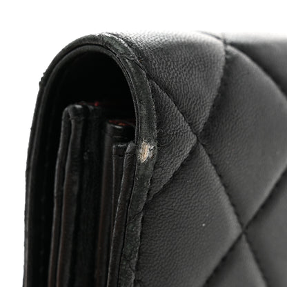 Chanel Lambskin Quilted Large Gusset Flap Wallet Black 10 of 11