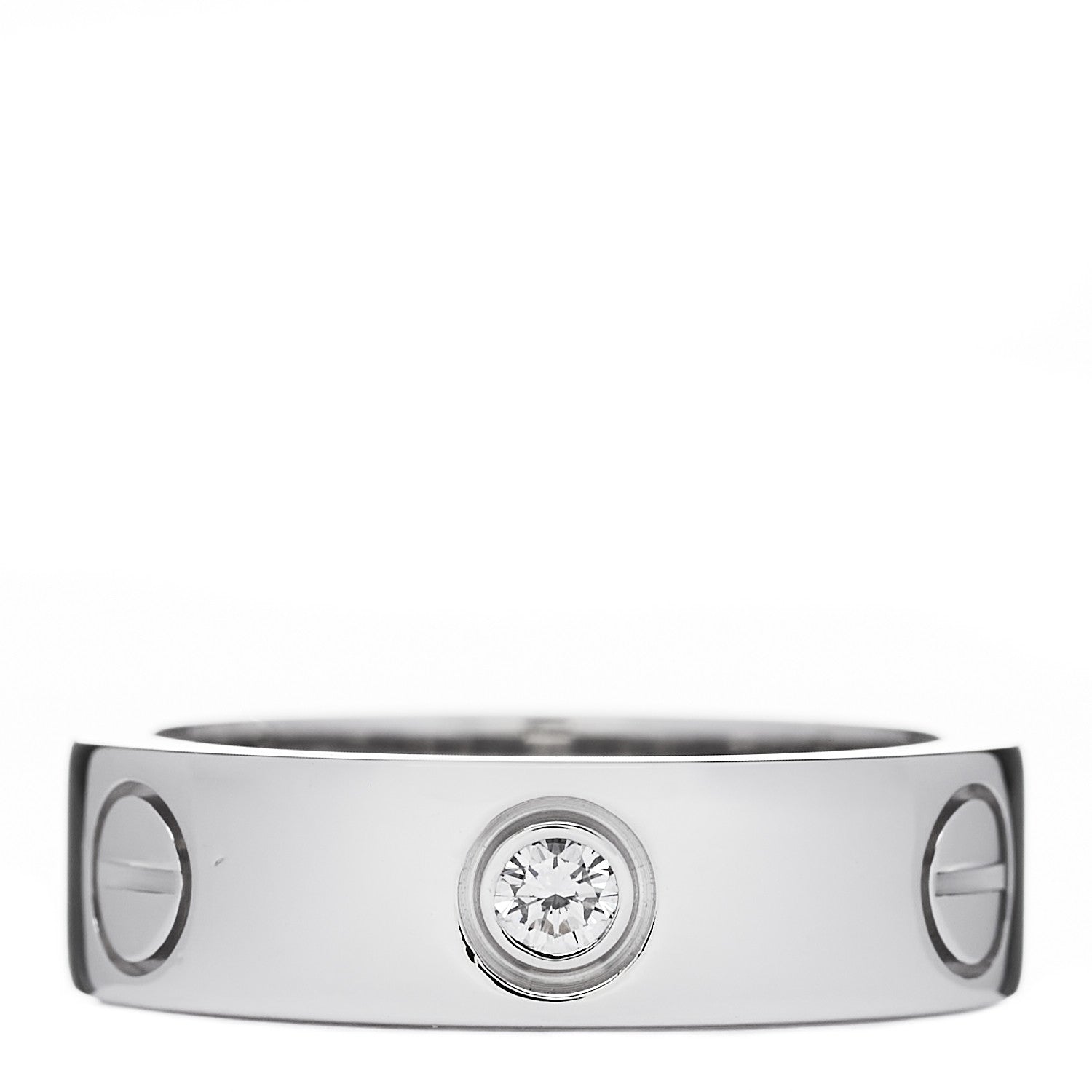 Cartier 18K White Gold 3 Diamond 5.5mm LOVE Ring 52 6 3 of 4