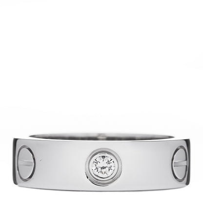 Cartier 18K White Gold 3 Diamond 5.5mm LOVE Ring 52 6 3 of 4