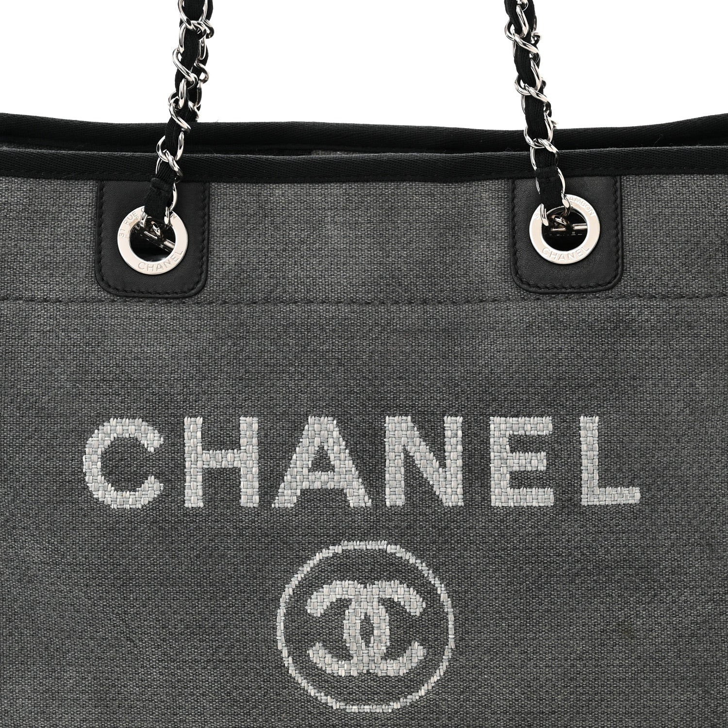 Chanel Canvas Small Deauville Tote Grey 8 of 14