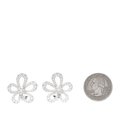 Van Cleef & Arpels 18K White Gold Diamond Flowerlace Earrings 2 of 6