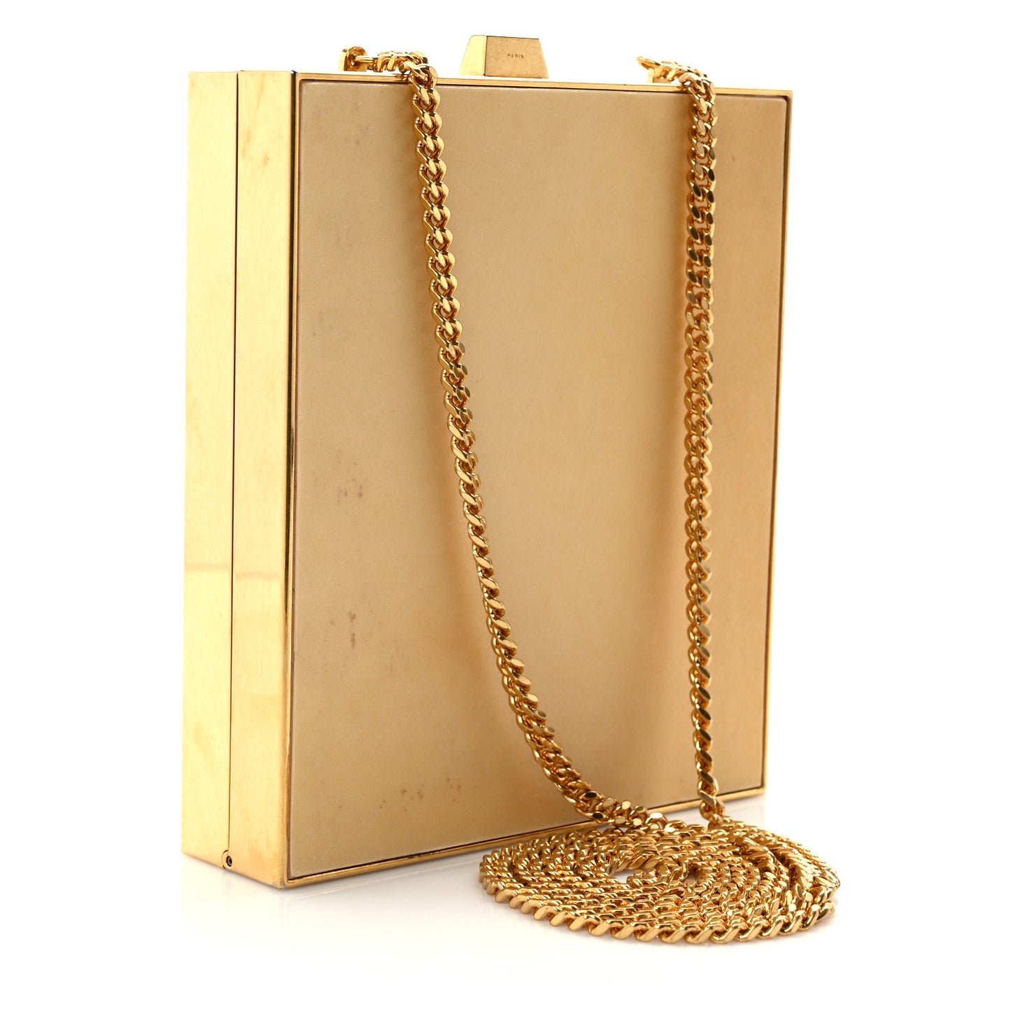 Plexiglass Monogram Minaudiere Tuxedo Box Clutch Pale Sun Oro Antico