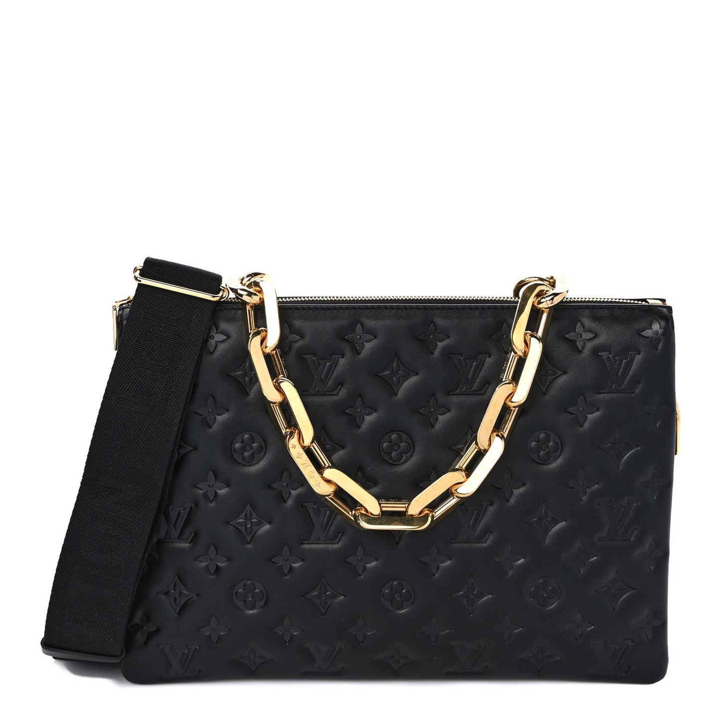 Lambskin Embossed Monogram Coussin MM Black