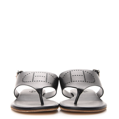 Hermes Calfskin Kola Sandals 36.5 Black 2 of 9