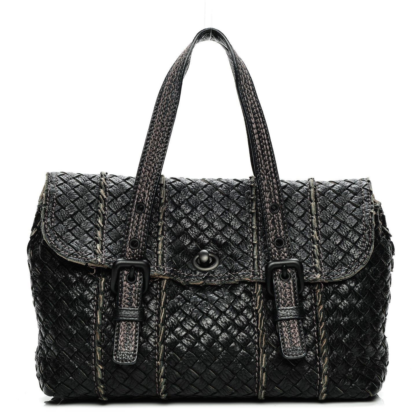 Cervo Intrecciato Satchel Nero Black