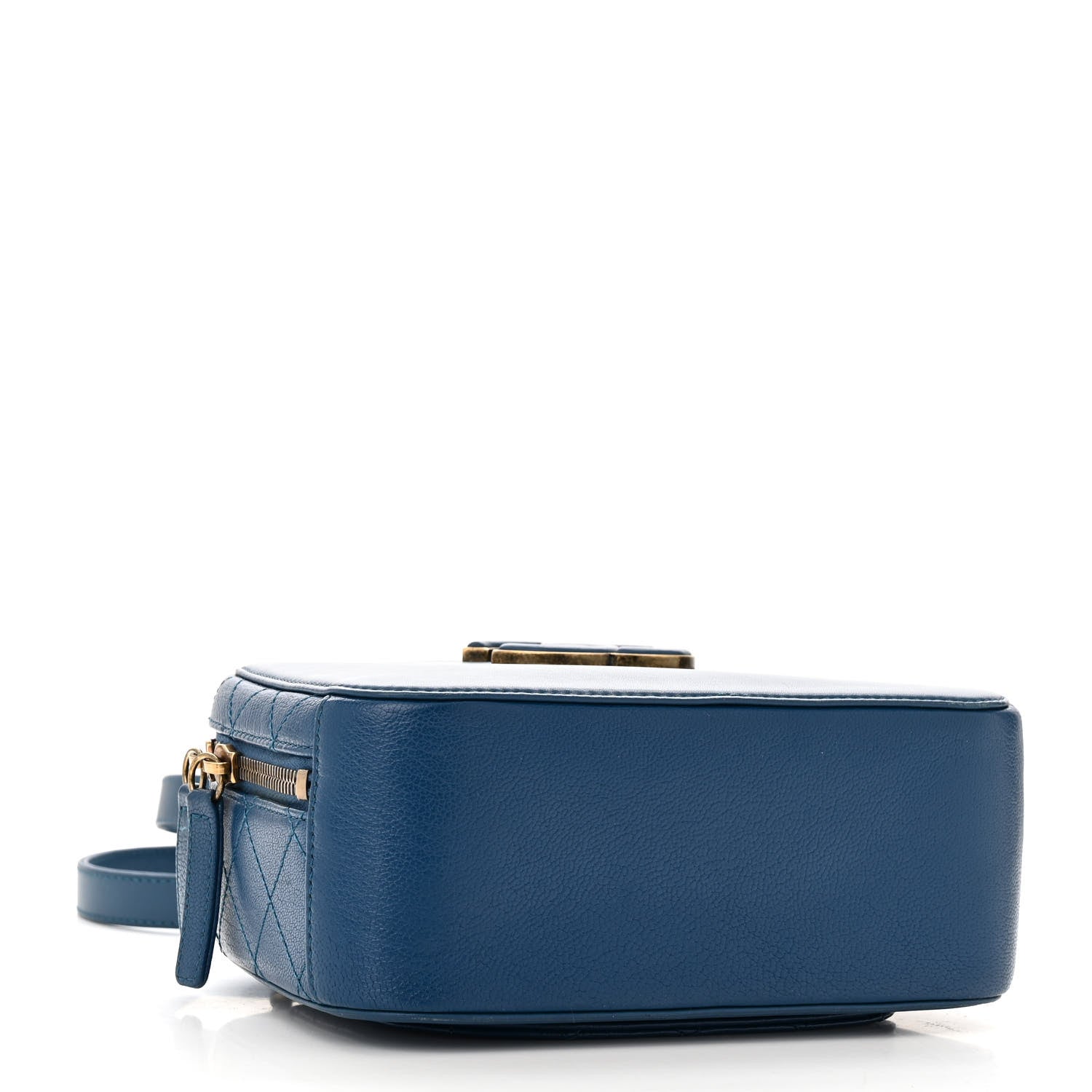 Chanel Shiny Calfskin Goatskin Quilted Small Coco Curve Vanity Blue 4 of 10