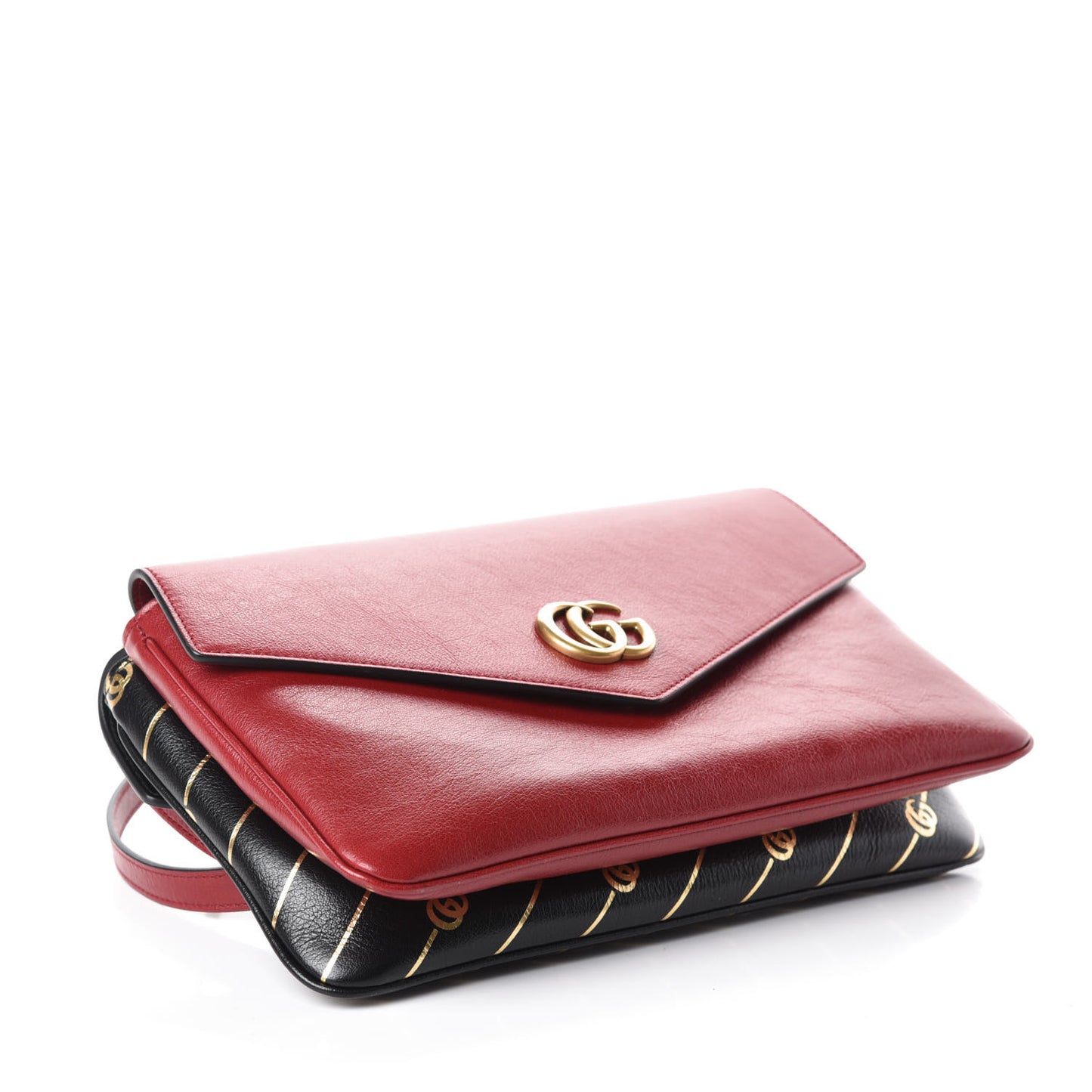 Calfskin Diagonal GG Medium Thiara Double Envelope Shoulder Bag Black Red