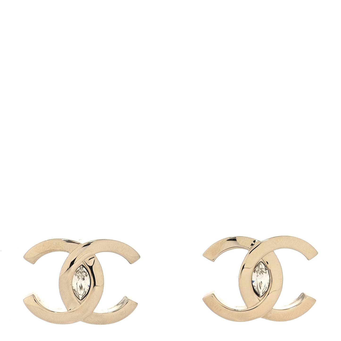 Crystal CC Large Stud Earrings Gold