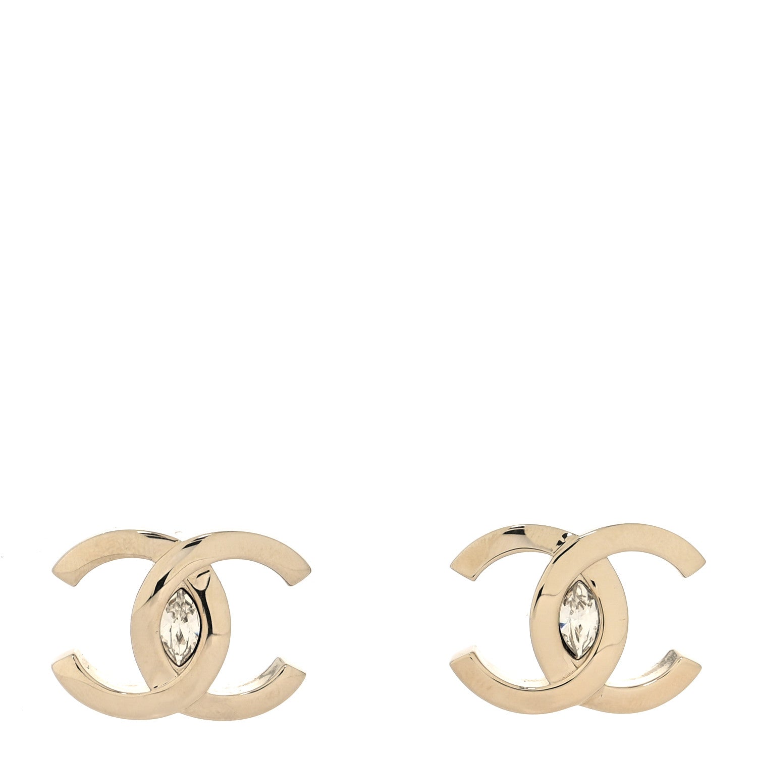 Chanel Crystal CC Large Stud Earrings Gold 1 of 4