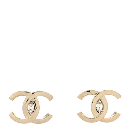 Chanel Crystal CC Large Stud Earrings Gold 1 of 4