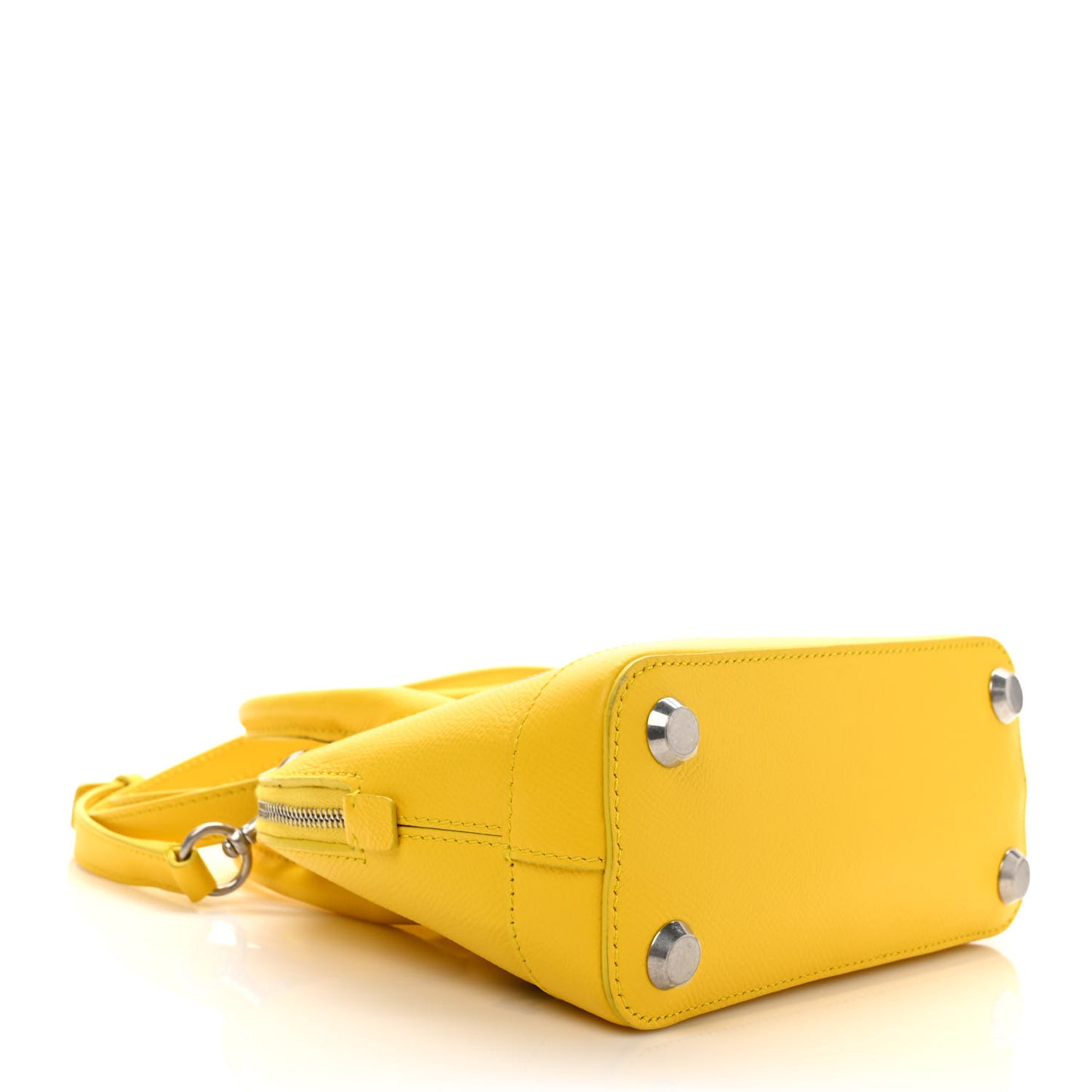 Signature Grained Calfskin Logo XXS Ville Top Handle Bag Jaune Black