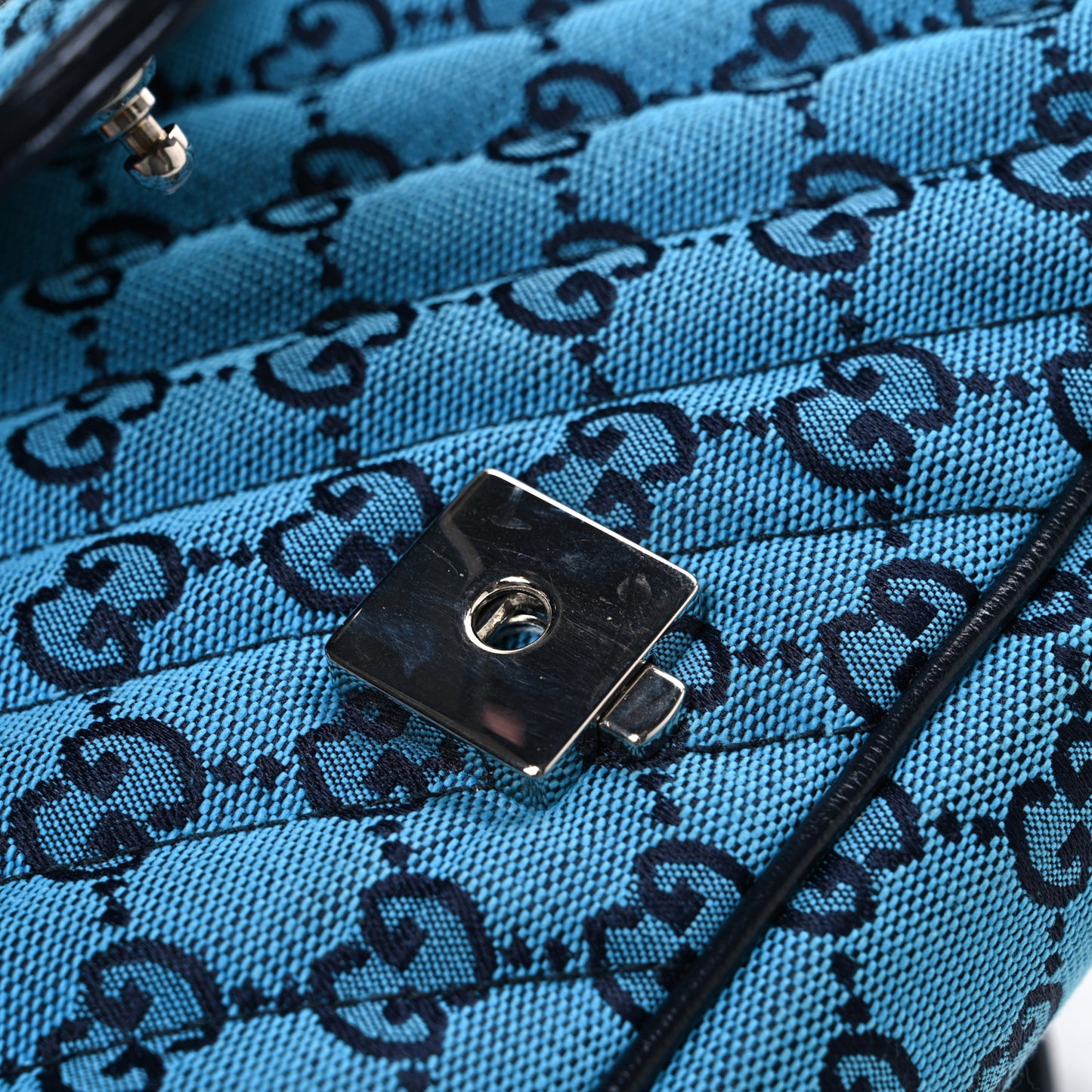 Monogram Multicolor Matelasse Diagonal Small GG Marmont Shoulder Bag Light Blue